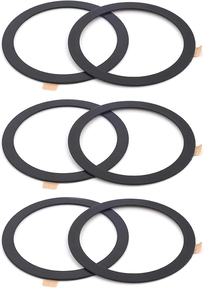 TENOC Universal Metal Ring Sticker, 6Pcs, Black | Compatible with iPhone/Samsung/Android, Magnetic Phone Charger/Mount/Holder Conversion by TENOC