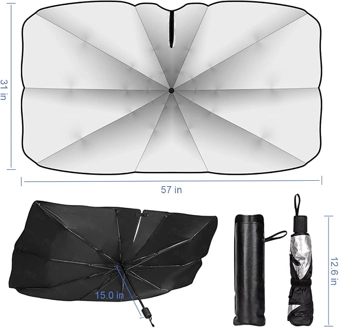Sedan SUV Car Sun Shade for Windshield, Blocks UV Rays & Sun Heat | 2026 Upgraded, Foldable Windshield Sun Shade, Sun Visor Protector, Keep Car Cool, Easy to Use/Store, 57''x 30'' - Image 5