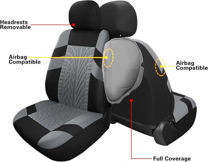 Pariitadin Car Seat Covers Front Pair, Washable and Breathable Seat Covers for Cars, Universal Fit Car Interior Covers for Most Sedan Truck SUV, Black/Gray - Image 3