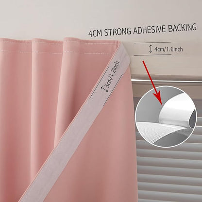 Self Adhesive Curtains, Stick Curtain Blackout Shades Window Cover Curtains for Living Room No Drilling, 47" W X 84" L, Pink, 1 Panel - Image 8