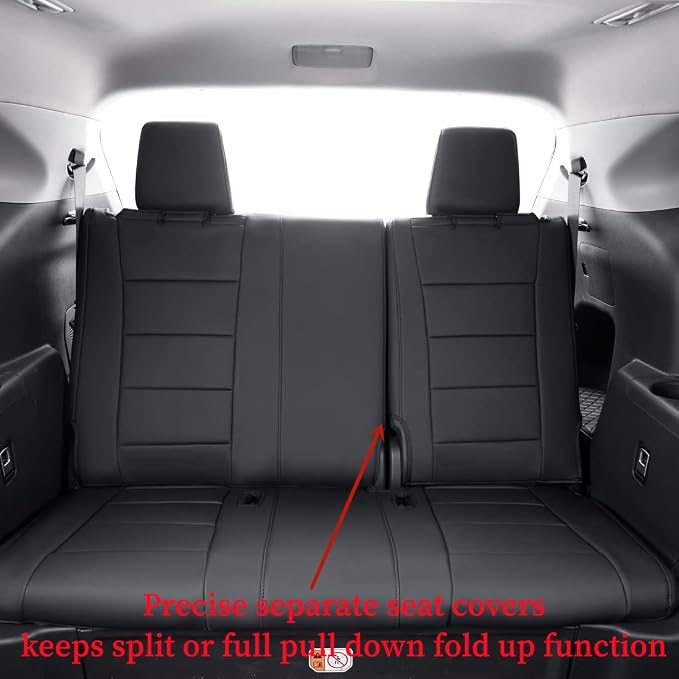 Full Set Car Seat Covers for Honda Odyssey 2005-2010,8-Seater,Faux Leather | for EX,EX-L,Touring,2nd Row 40/20/40 Split Seat,Waterproof Seat Protector,Fit Like A Glove(Black) - Image 3