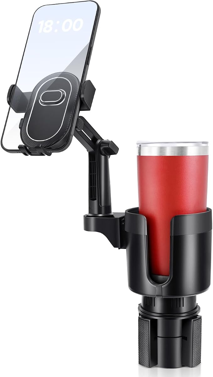 Upgraded Car Phone Holder - 2 in 1 Adjustable Cup Holder Expander Support 360° Degree Rotation - Car Cup Holder Phone Mount Compatible with All Smartphones by Benlari