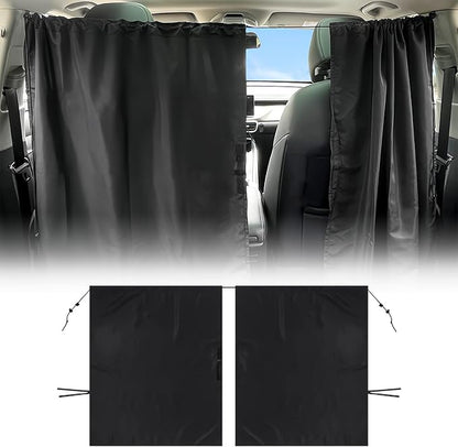 Car Privacy Curtain, Blackout Sun Shade Cover Front & Rear Seat Divider, Sunshade Screen Cover Blocks Light for Sleeping Baby, Fits Sedan SUV Van Truck, Car Accessories, 1 Pack (Black) by Unknown