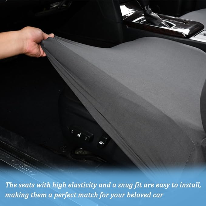 Car Back Seat Cover, Scratchproof Rear Bench Protector, Beige White | Elastic fabric surface, smooth comfortable touch, washable design, fits most cars SUVs and trucks, automotive accessories - Image 5