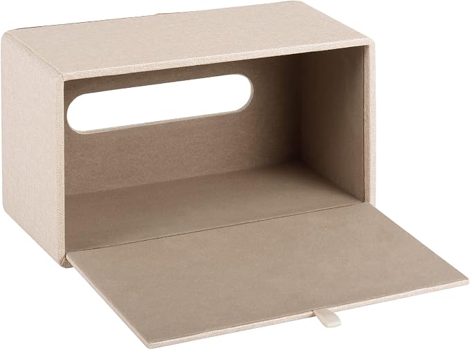 Fashion Leather Tissue Box Holder,Rectangular Tissue Box Cover for Bathroom Dresser Night Stand,Napkin Box Drawer Paper Dispenser,Home Office car Tissue Holder with Magnetic Bottom (Beige) - Image 2