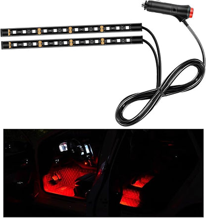Ohleats Car LED Strip Light, 24 LED RGB Auto Interior Atmosphere Lights, Cigarette Lighter Under Dash Ambient Night Light, Interior Decorative Lamp Lighting Kit Car Accessories (Red) by Ohleats
