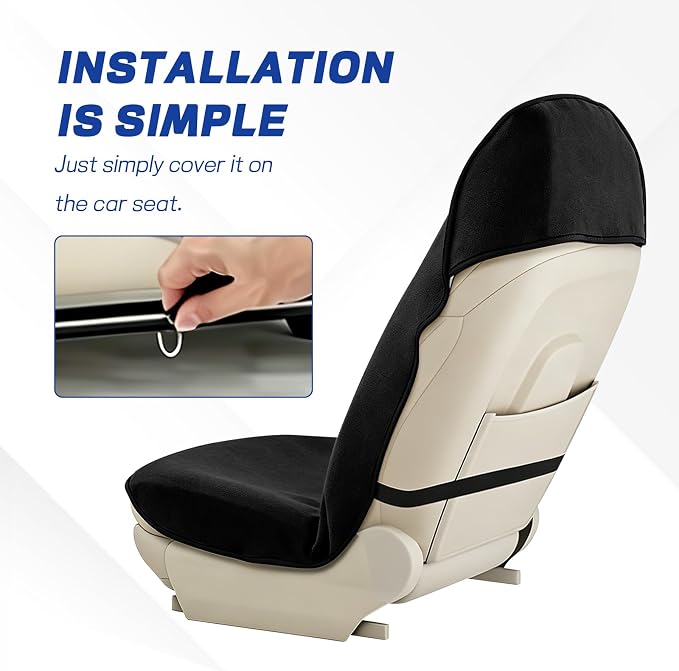 Waterproof Car Towel Seat Cover, Sweating Non Slip Car Seat Cover Protector for Gym Workout, Running, Swimming, Beach and Hiking, Machine Washable, Universal Fit for Front Seats (Black) - Image 4