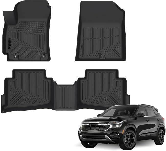 AUXKO All Weather Floor Mats for Kia Seltos 2021-2026 | High Wall,All-Weather,All Season,Odorless,Anti Slip,Rain&Salt Resistant,TPE Material,Black,Accessories,Pet Friendly by AUXKO