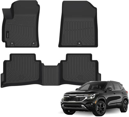 AUXKO All Weather Floor Mats for Kia Seltos 2021-2026 | High Wall,All-Weather,All Season,Odorless,Anti Slip,Rain&Salt Resistant,TPE Material,Black,Accessories,Pet Friendly by AUXKO