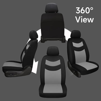 Universal Car Seat Covers for Front Seats, Cloth Front Car Seat Cover, Easy to Install, Breathable and Washable Universal Interior Covers for Auto, SUV, Sedan, Van, Airbag Compatible, Black & Grey - Image 3