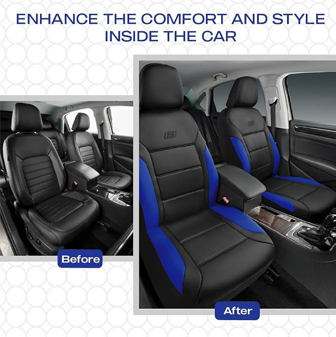 Skechers Memory Foam Car Seat Covers, Lycra Fabric Seat Covers, Car Seat Covers Front Seats Airbag Compatible, Automotive Comfort Protection for Most Cars,Trucks, SUVs,Blue - Image 6