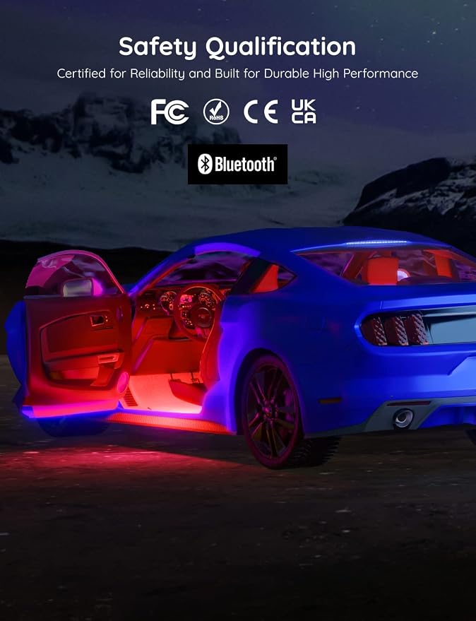 Govee Car LED Strip Lights, Smart RGBIC Interior Car Lights, APP Control | 4 Music Modes and 16 Million Colors, 2 Lines Design LED Lights for Car Decor, DC 12V - Image 7