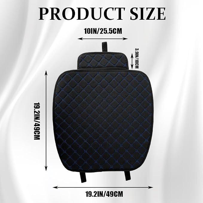 Leather Front Car Seat Cover, Anti-Slip Car Seat Bottom Covers, Full Wrapped Bottom Seat Protectors with Storage Pocket, Universal Comfortable Seat Cushion Fit Vehicles SUVs Trucks (K2-Black Blue) - Image 2