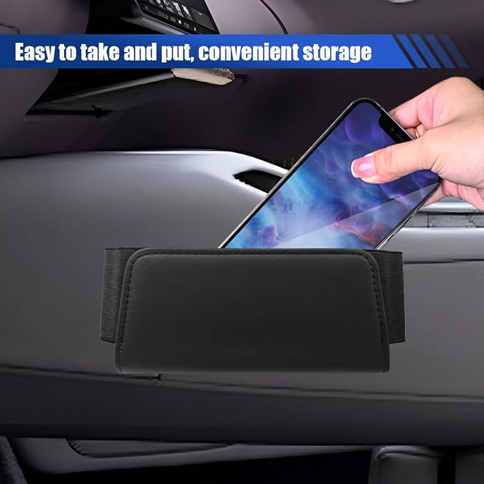 Car Seat Side Storage Pocket, Leather Foldable Auto Door Storage Box, Waterproof Car Trash Can Organizer, Multifunctional Vehicle Interior Accessories for Phones, Glasses, Keys, Cards (Black) - Image 4
