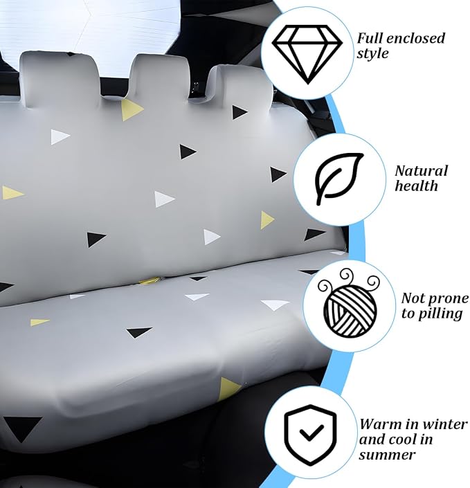 Car Back Seat Cover, Scratchproof Rear Bench Protector, Triangle | Elastic fabric surface, smooth comfortable touch, washable design, fits most cars SUVs and trucks, automotive accessories - Image 3