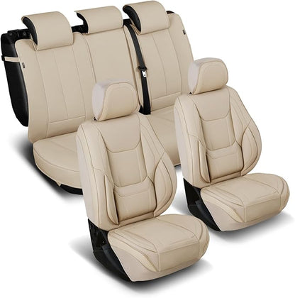 Coverland Premium Custom Fit Truck Car Seat Covers Full Set Seat Waterproof | Airbag Compatible Non-Slip Seat Cover for Sierra Silverado 2500, 3500, 2500HD, 3500HD [Beige - Size Chart X67] by Coverland