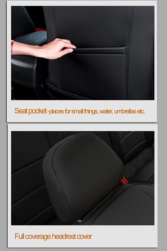 EKR Car Seat Covers for Toyota Camry 2012-2017 (Hybrid),Full Set | Custom Fit for Toyota Camry LE/XLE 2012-2017 & SE 2015-2017,Airbag Compatible-Faux Leather(Black/Gray) - Image 5