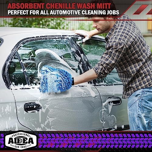 AIDEA Car Wash Mitt Microfiber, 2PK, Car Wash Brush, Blue, 8''X12'' - Image 6