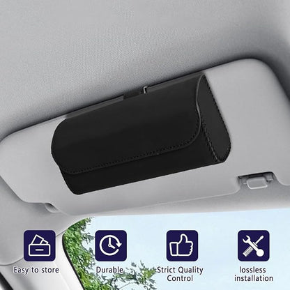 Sunglasses Holder for Car Sun Visor, Sunglass Organizer for Car, Magnetic Leather Eyeglasses Protective Storage Case, Waterproof Glasses Organizer Visor Accessories for Vehicles (Black) - Image 7