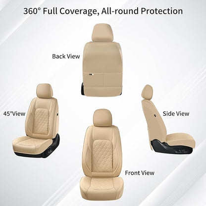 Huidasource Tacoma Front Leather Seat Covers, Car Seat Cushion Cover Fit for 3rd Gen Toyota Tacoma 2016-2023 SR SR5 Limited TRD Sport/Pro/Off Road All Cab Front Row (Front Pair/Beige) - Image 9