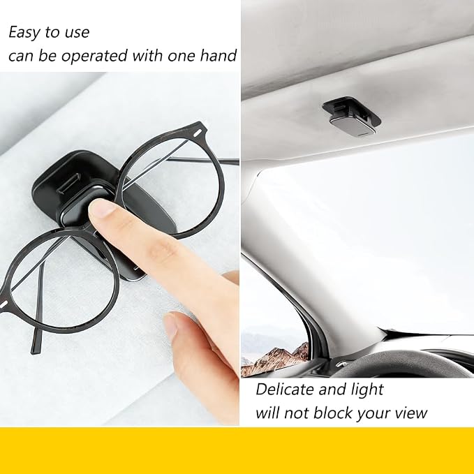 Tumecos Car Glasses Clip Sunglasses Holder Clip Glasses Box Sunglasses Clip Card Glasses Accessory Ticket Card Clip (Black 1) - Image 5