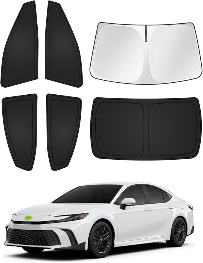 Canvcle Sunshades for 2025 2026 Toyota Camry Accessories Windshield Sun Shade Side Rear Window Shade Cover Sun Visor Shield Privacy Protection Keep Vehicle Cool Black 6PCS by Canvcle