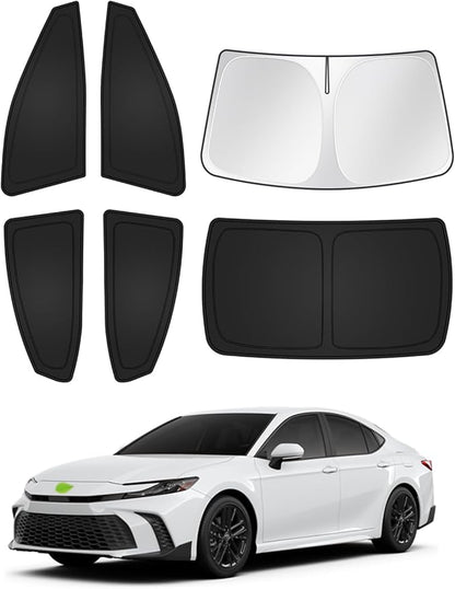 Canvcle Sunshades for 2025 2026 Toyota Camry Accessories Windshield Sun Shade Side Rear Window Shade Cover Sun Visor Shield Privacy Protection Keep Vehicle Cool Black 6PCS by Canvcle