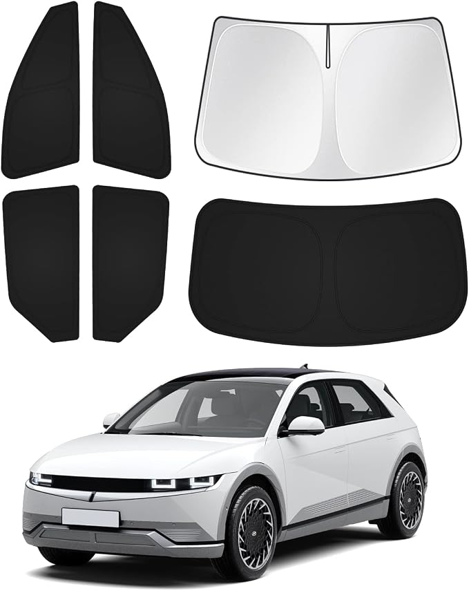 Canvcle Windshield Sun Shade for Hyundai Ioniq 5 2022-2025 2026 Ioniq 5 Accessories Sunshade Side Rear Window Shade Cover Sun Visor Shield Privacy Protection Keep Vehicle Cool Black 6PCS by Canvcle