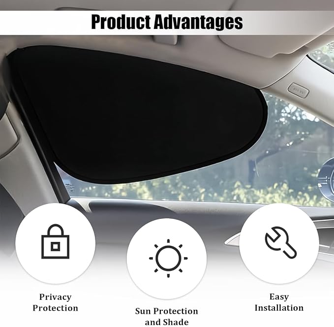 2PCS Car Window Shade, Static Suction Side Window Sun Shield Block UV Rays & Heat Glare, Foldable Auto Sunshade Cover for Baby Sleeping, Universal for SUV Van Truck (Front) - Image 3