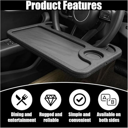 GLSOWEE Car Steering Wheel Tray, Computer Office Car Table Tray, Black | Auto Steering Wheel Desk for Eating Working, Multipurpose Car Desk Travel Accessories for Most Vehicles Steering Wheel - Image 4
