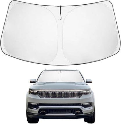 Proadsy Custom Fit Car Windshield Sun Shade for 2022-2026 Jeep Wagoneer | 240T Heat Shield, Drops Temp 54°F, Blocks 99% UV, Prevents Dashboard Cracking, Summer Parking & Beach Trips, Easy Twist-Fold by Proadsy