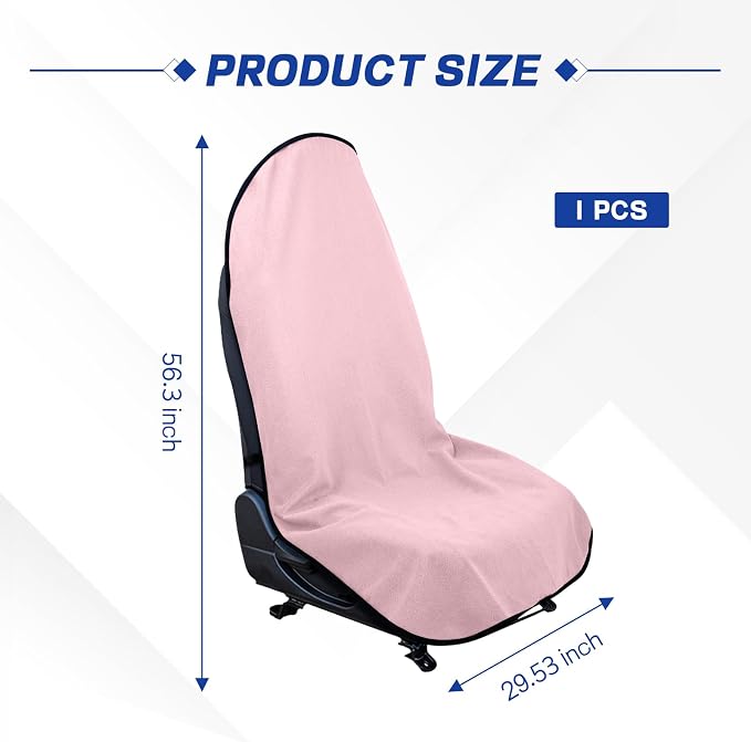 Waterproof Car Towel Seat Cover, Sweating Non Slip Car Seat Cover Protector for Gym Workout, Running, Swimming, Beach and Hiking, Machine Washable, Universal Fit for Front Seats (Pink) - Image 2