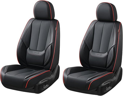 Coverado Seat Covers, Car Seat Covers Front Seats, Car Seat Cover, Car Seat Protector Waterproof, Car Seat Cushion Nappa Leather, BlackRed Seat Covers Carseat Cover Universal Fit for Most Cars by COVERADOAUTO