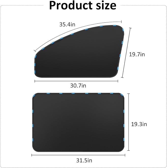 Window Sun Shade Car Curtains - Side Thiken Sun Shades Magnetic 100% Block Light Car Window Covers with Cooler Feeling (Black, T-4pcs) - Image 6