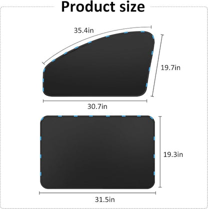 Window Sun Shade Car Curtains - Side Thiken Sun Shades Magnetic 100% Block Light Car Window Covers with Cooler Feeling (Black, T-4pcs) - Image 6