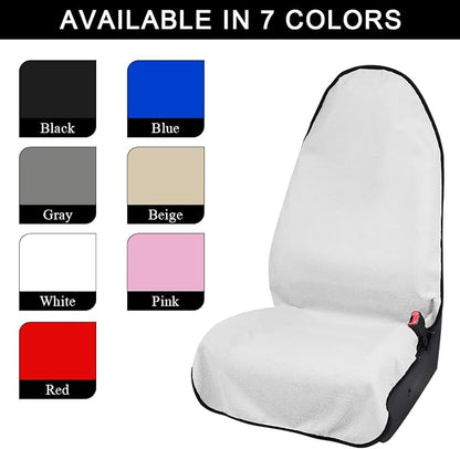 DXNQ Waterproof Car Towel Seat Cover, Sweating Non-Slip Premium Towel Carseat Cover Protector, Universal Soft Machine Washable Car Truck SUV Front Seat Cover for Gym Workout Beach Hiking (White) - Image 4