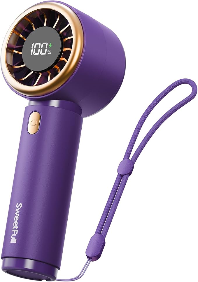 SWEETFULL Portable Handheld Fan, Mini Rechargeable Personal Hand Fan | Strong Airflow, Up to 12H, Pocket-Sized, 5 Speeds, Quiet Cooling Travel Essentials, Cute Gifts for Women, Girls, Lash, Makeup by SWEETFULL