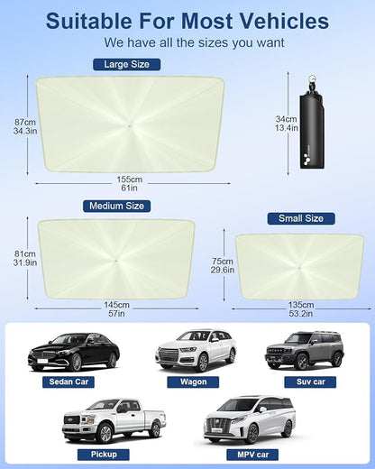 helloleiboo Car Windshield Sun Shade Umbrella, Foldable 53" x 30" - Image 6