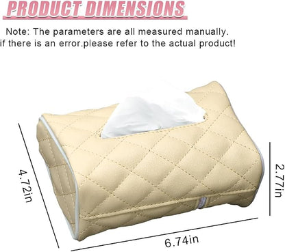 Car Tissue Holder, Soft PU Leather Auto Backseat Napkin Holder, Rectangle Hanging Tissue Box for 100-150 Standard Tissues, Universal Car Interior Storage & Organization Accessories (Beige) - Image 2