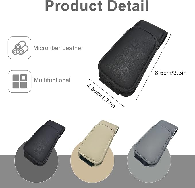 EldHus Sunglass Holder for Car Visor, Magnetic Car Glasses Holder Clip, Leather Eyeglass Holder for Car, Universal Vehicle Sunglasses Hanger Eyeglasses Mount, 1 Pack Black - Image 6