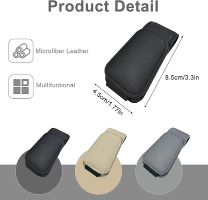 EldHus Sunglass Holder for Car Visor, Magnetic Car Glasses Holder Clip, Leather Eyeglass Holder for Car, Universal Vehicle Sunglasses Hanger Eyeglasses Mount, 1 Pack Black - Image 6