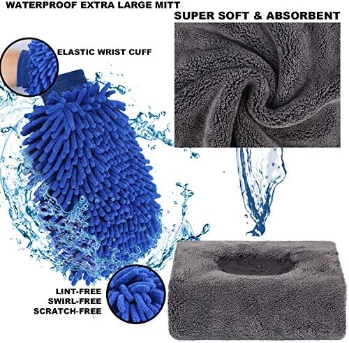 22Pcs Car Wash Cleaning Tools Kit Car Detailing Set with Olive Green Canvas Bag Collapsible Bucket Wash Mitt Sponge Towels Tire Brush Window Scraper Duster Complete Interior Car Care Kit - Image 3