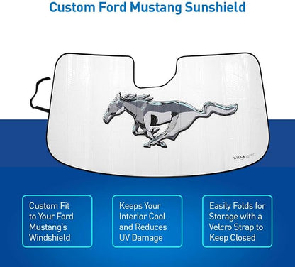 Custom Fit Windshield Sunshade Compatible with 2015-2023 Ford Mustang, Gen 6 - Accordion Folding Sunshield, Official Logo, Heat & UV Protection - Image 3