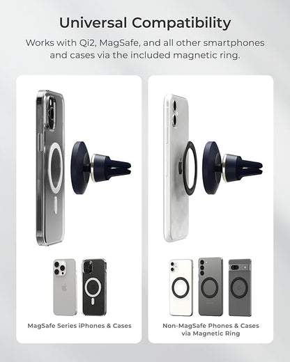 iOttie Velox MagSafe Compatible Air Vent Car Phone Holder. Unversal Magnetic Car Phone Mount for iPhone 12/13/14/15/16/17 Series & Android Phones via Included Magnetic Ring Adapter - Image 2