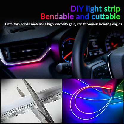 Interior Car Strip Lights Dreamcolor Acrylic Car Decorative Lights with APP Control Multicolor Internal Lighting Kit Music&DIY Function Ambient Fiber Optic Strip LEDs - Image 5