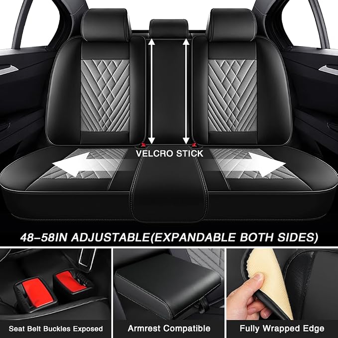 Fit for Toyota RAV4 Seat Covers 2001-2026,Premium Leather, 360° Full Protection, Thick Padding & Memory Foam, Waterproof & Stain-Resistant Car Seat Cover Full Set (5 Seat,Black&Gray) - Image 7