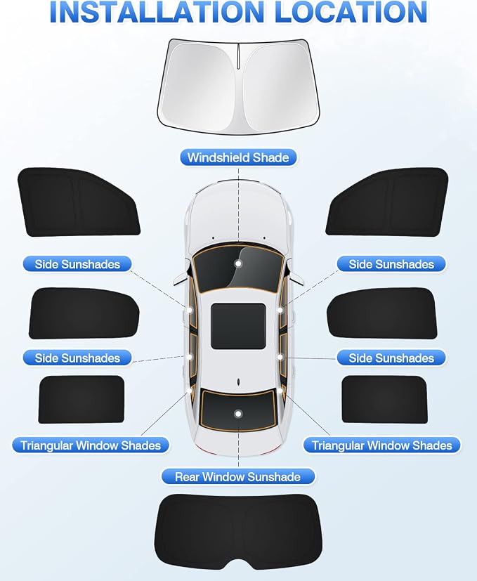 Canvcle Windshield Sun Shade for 2022-2025 2026 Jeep Grand Wagoneer (Not for Jeep Wagoneer) Accessories Sunshade Side Rear Window Shade Cover Sun Visor Privacy Protection Keep Vehicle Cool Black 8PCS - Image 6