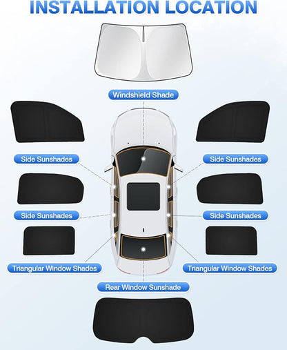 Canvcle Windshield Sun Shade for 2022-2025 2026 Jeep Grand Wagoneer (Not for Jeep Wagoneer) Accessories Sunshade Side Rear Window Shade Cover Sun Visor Privacy Protection Keep Vehicle Cool Black 8PCS - Image 6