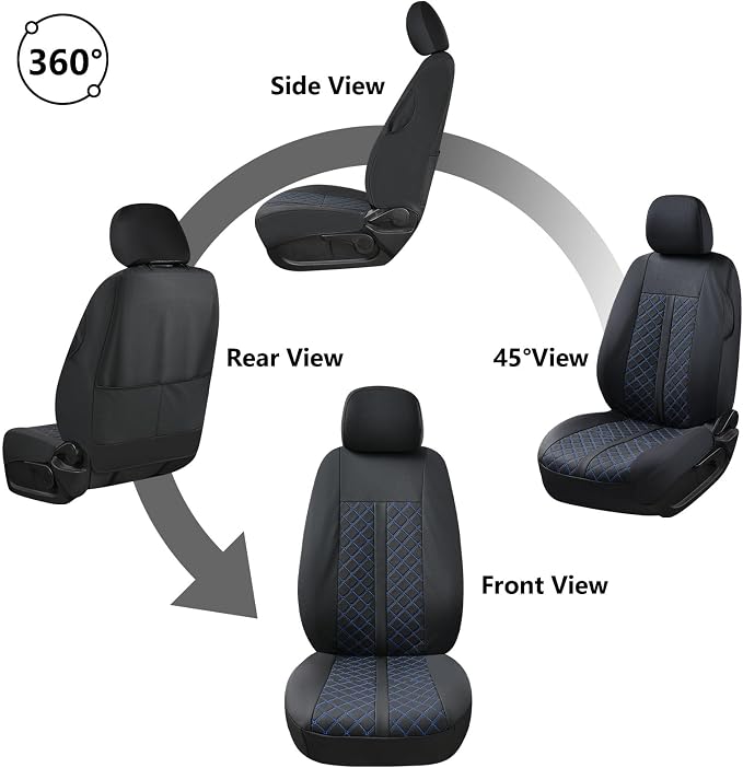 Truckiipa Custom Fit for Toyota Tacoma Seat Covers Front Leather Waterproof Car Seat Covers Fit for 2016-2023 Toyota Tacoma Double Crew Cab, Front Pair, Black&Blue - Image 6