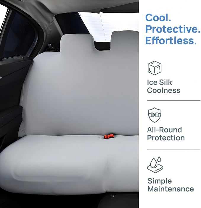 Car Seat Cover, Elastic Waterproof Dustproof Vehicle Back Seat Protector, Scratch Proof Automotive Interior Rear Bench Cover Accessories, Universal Fit (Silver Gray) - Image 5